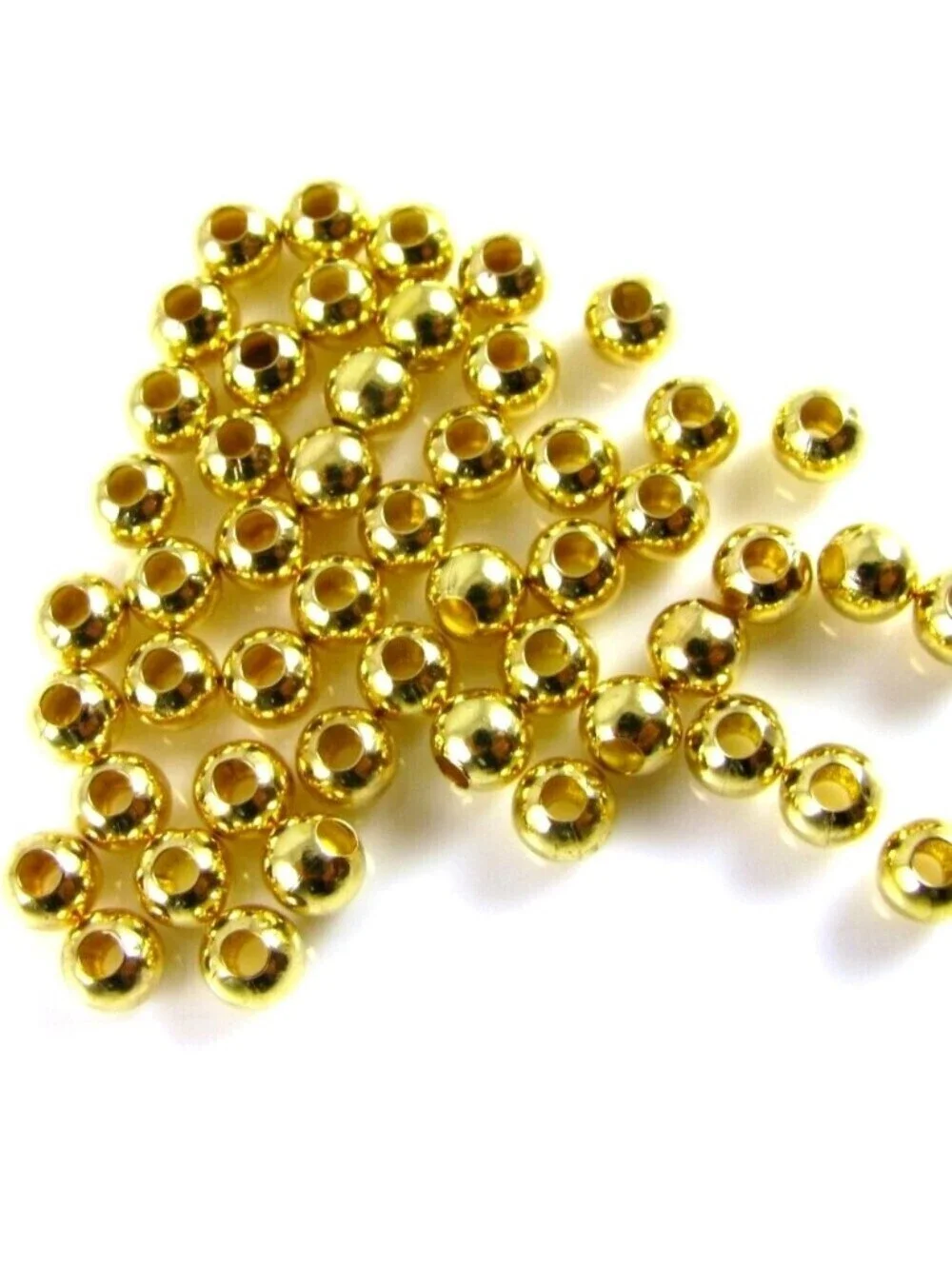 100 Gold Plated Brass 3mm Round Smooth Spacer Beads